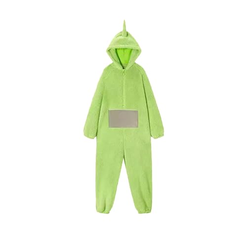 YEBIRAL Teletubbies Kostüm Erwachsene Pyjama Damen Herren Onesie Fasching One Piece Kostüm Cosplay Homewear Kuschel Schlafanzug Jumpsuit mit Kapuze Party Nachtwäsche Langarm Tierkostüm Overall von YEBIRAL