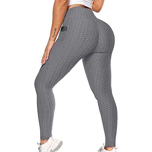 YEBIRAL Tik Tok Damen Sport Leggings mit Taschen, High Waist Push Up Anti Cellulite Leggins Scrunch Butt Sexy Po Lifting Sporthose Yogahose Boom Booty Tights Fitness Jogginghose von YEBIRAL