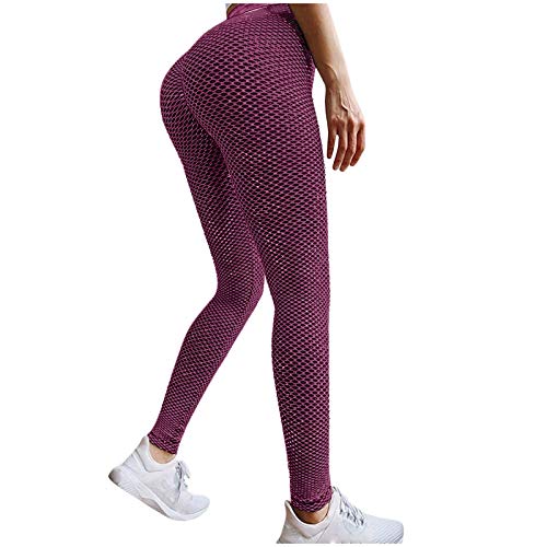 YEBIRAL Tik Tok Leggings Damen Honeycomb Scrunch Butt Bubble Leggings Sexy Booty Push Up Leggins Sporthose Anti Cellulite High Taille Sport Fitness Hose Sportleggings Yoga Pants von YEBIRAL