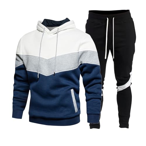 YEBIRAL Training Anzug Herren Trainingsanzug Jogginganzug Mens Three-Tone Colour Scheme Hoodie Men Set Anzug Tracksuit Hoodies Zip Fleece Jogging Trainingsanzug Sport Set Herren von YEBIRAL