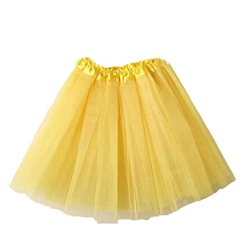 YEBIRAL Tütü Damen Kurz Retro Petticoat Rock 1950er Geschichtet Unterrock Tanzkleid Mini Skater Rock Ballettrock Tüllrock(One Size, Gelb) von YEBIRAL