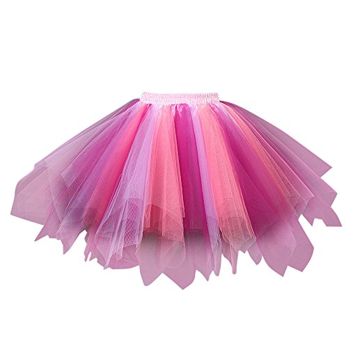 YEBIRAL Tutu Damenrock 50er Vintage Tüllrock Kurz Ballet Tanzkleid Petticoat Pettiskirt Unterrock Fasching Cosplay Rock Karneva (Z- A Mehrfarbig, One Size) von YEBIRAL