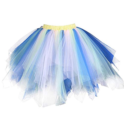 YEBIRAL Tutu Damenrock 50er Vintage Tüllrock Kurz Ballet Tanzkleid Petticoat Pettiskirt Unterrock Fasching Cosplay Rock Karneva (Z- I Mehrfarbig, One Size) von YEBIRAL