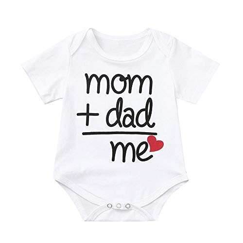 YEBIRAL Unisex Baby Strampler mit Spruch Mom + Dad Baby Body Kurzarm für Jungen und Mädchen von YEBIRAL