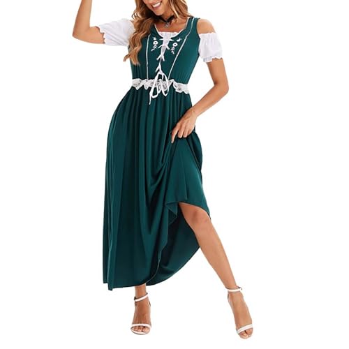 YEBIRAL Warehouse Deal retourenware Dirndl Damen Lang Modern Trachtenkleid Oktoberfest Kleidung Maxi Kleid Trachtenrock Grün Braun Rot Dirndl für Damen Angebote des Tages Heute Deal von YEBIRAL