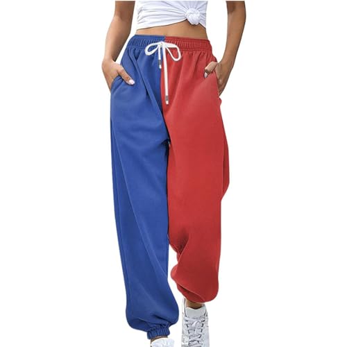 YEBIRAL Warehouse Deal retourenware Sweatpants Damen Jogginghose Damen Mit Taschen Mode Zweifarbiges Patchwork Sporthose LäSsig Weites Bein Trainingshose Elastischem Gerades Bein Jogginghose da von YEBIRAL