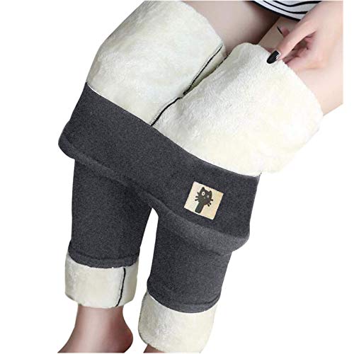 YEBIRAL Winterleggings Thermoleggings warme mit Teddyfell Kaschmir Hosen Gamaschen, Damen Thermo Strumpfhose Leggings mit Innenfleece, Herbst Winter Warm Blickdichte Leggins(3XL,Grau-2) von YEBIRAL