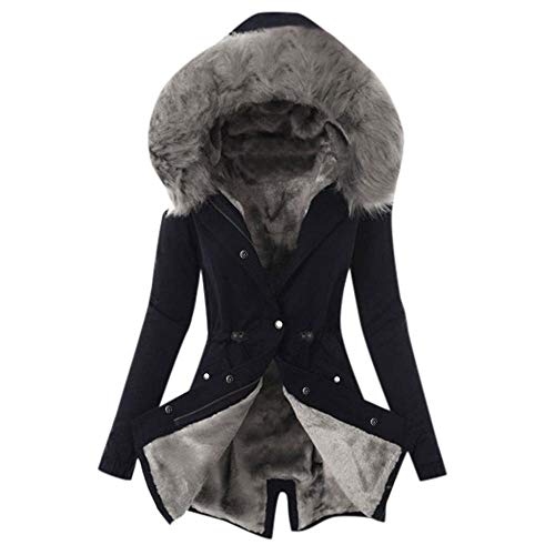 YEBIRAL Wintermantel Damen Winterparka mit Fell Jacke Mantel Parka mit Pelzkapuze Dicker Coat Mantel warm gefüttert Winterjacke von YEBIRAL