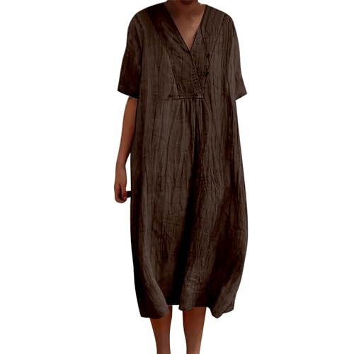 YEBIRAL blitzangebote Meine bestellungen Sommerkleid Damen Elegant Lässiges, fließendes Vintage-Kleid für Damen in Volltonfarbe mit Sommerkleid Lang Lange Kleider Sommer Angebote Tages blitzangebote von YEBIRAL