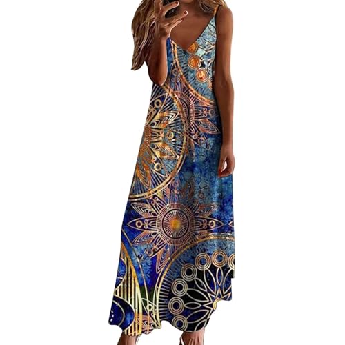 YEBIRAL blitzangebote des Tages Damen Kleider Sommerr Summer Dresses for Women 2025 Vacation Casual Plus Size Maxi Sun Dress Trendy Flowy Beach Long Spaghetti Angebote des Tages Heute Damen von YEBIRAL