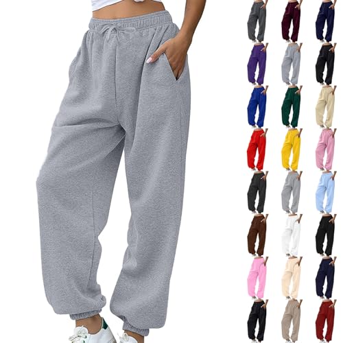 YEBIRAL blitzangebote des Tages Heute befristet Jogginghose Damen Baggy Sporthose Damen Lang High Waist Sporthose Weites Bein Sweatpants Mit Elastischem Bund Yogahose Trainingshose Fitness Sweathose von YEBIRAL