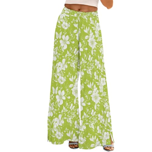 YEBIRAL blitzangebote des Tages Leinenhose Damen Leicht Sommer Casual Hose Leinen Hosen Weites Bein Palazzo Freizeithose Einfarbig Hohe Taille Sommerhose Angebote des Tages Heute Deal von YEBIRAL