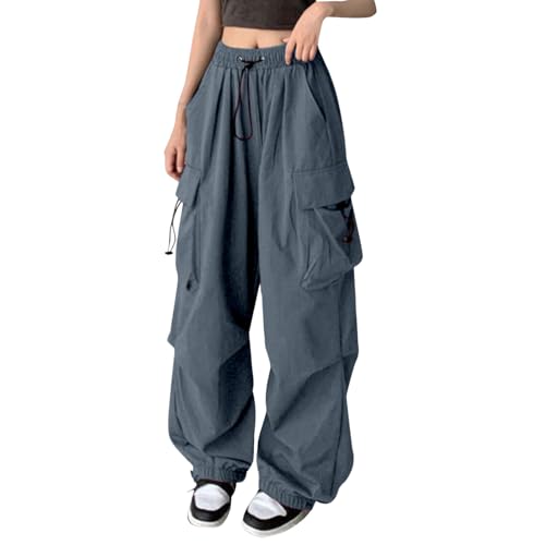 YEBIRAL grau Jogginghose Damen Cargohose Damen Sommer Hohe Taille Jogginghose mit Taschen Einstellbar Kordelzug Weites Bein Sporthose Lang Hose Elastischem blitzangebote Meine bestellungen von YEBIRAL