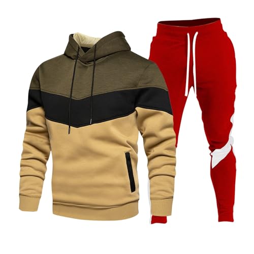 YEBIRAL hausanzug herren Herren Trainingsanzug Jogginganzug Mens Three-Tone Colour Scheme Hoodie Men Set Anzug Tracksuit Hoodies Zip Fleece Jogging jogginganzug baumwolle 176 jungen von YEBIRAL