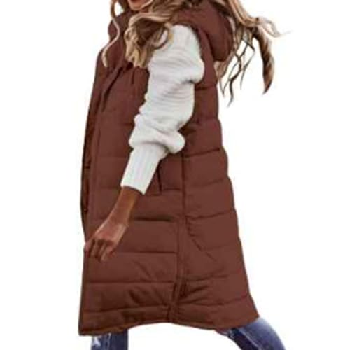 YEBIRAL mantel damen lang Weste Damen Lang mit Kapuze ärmellose Steppweste Winter Leicht Daunenweste Warm Winterjacke Wintermantel Longweste Übergangsjacke übergangsjacke damen lang von YEBIRAL