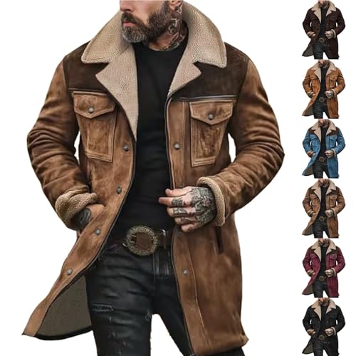 YEBIRAL tweed jacket for men Trenchcoat Herren Jacke Fleecejacke Herren Mit Multi Taschen Ohne Kapuze Einfarbiger Winterjacke ReißVerschluss Fleece Bequem Fit Wintermantel Winter Warm Softshelljacke von YEBIRAL
