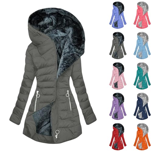 YEBIRAL ultraleicht-steppjacke für damen Wintermantel Damen Lang Winterjacke Warm Gefüttert Winterparka Teddyfell Mäntel Winter Jacke Mantel Parka Reißverschluss Steppmantel fleecemantel wintermantel von YEBIRAL