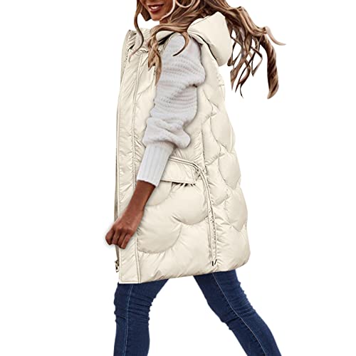 YEBIRAL warehouse deal retourenware Longweste Damen Steppweste mit Kapuze Daunenweste ärmellose übergangsjacke Elegant Gilet Leicht Winterjacke Mantel Winter Weste jacke damen übergangsjacke von YEBIRAL