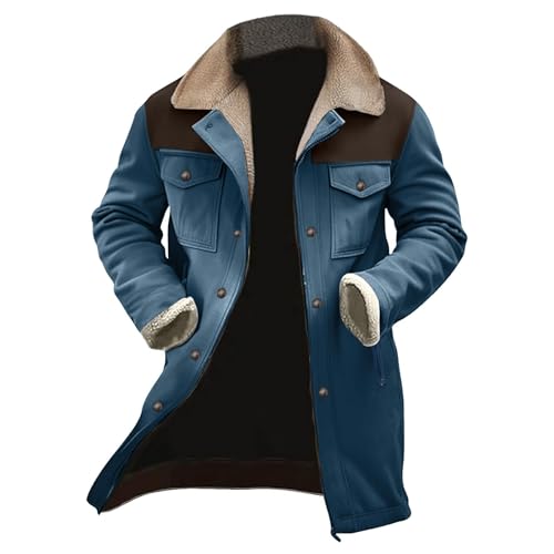YEBIRAL winter jacket Trenchcoat Herren Jacke Fleecejacke Herren Mit Multi Taschen Ohne Kapuze Einfarbiger Winterjacke ReißVerschluss Fleece Bequem Fit Wintermantel Winter Warm Softshelljacke von YEBIRAL