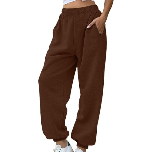 angebote des tages heute damen jogginghose damen extra langes bein Sporthose Damen Lang High Waist Sporthose Weites Bein Sweatpants Mit Elastischem Bund Yogahose Trainingshose Fitness Sweathose von YEBIRAL