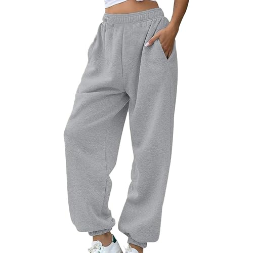 angebote tages blitzangebote jogging hose damen Sporthose Damen Lang High Waist Sporthose Weites Bein Sweatpants Mit Elastischem Bund Yogahose Trainingshose Fitness Sweathose damen sporthose schwarz von YEBIRAL