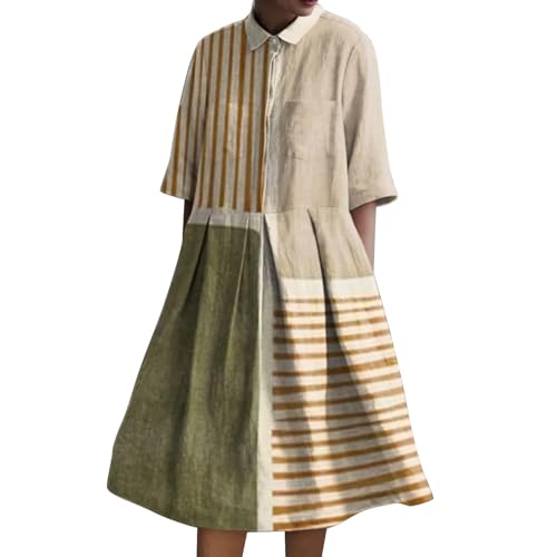 blitzangebote des Tages Blusenkleid Damen Retro Print Shirt Kleid Baggy Lose Fit A-Linie Sommerkleid LäSsig Plus GrößE Button Down Strandkleid Kurze Warehouse Deals Angebote von YEBIRAL