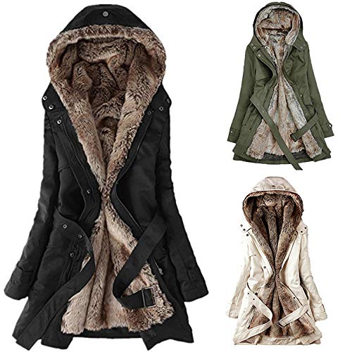 damen wintermantel lang warm, sale Winterjacke Damen Warm Wintermäntel Sherpa Fleece Parka Lang Pufferjacken mit Kapuze Oberbekleidung Outdoorjacke Steppjacke Steppmantel Große Größe Jacke Fleecejacke von YEBIRAL