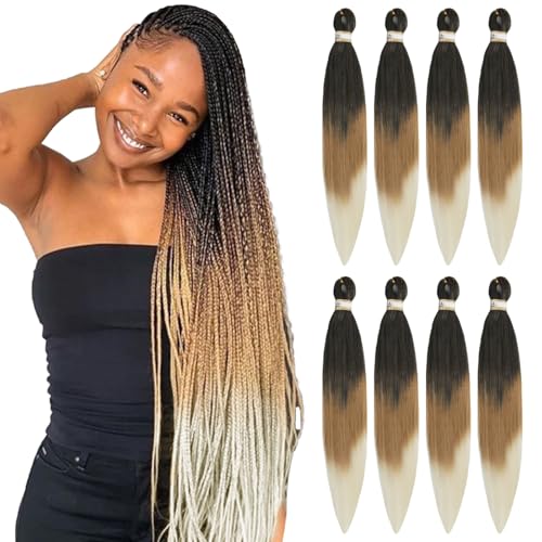 Yebo 26Inch Pre gestreckt Flechten Haar 8Packs Easy Braiding Haar weich Yaki Textur synthetische Zöpfe Extensions Haar für Frauen von YEBO