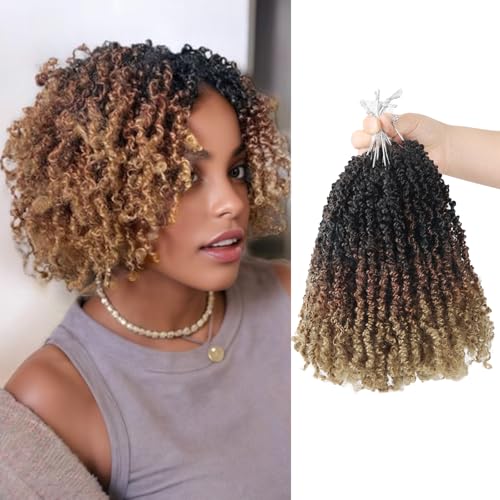 Yebo Yanky Twist Häkelhaar, 20,3 cm, 240 Strähnen, vorgeschlungene Mini-Spiralbindungen, synthetische Zöpfe, Haarverlängerung für schwarze Frauen (1B/30/27) von YEBO