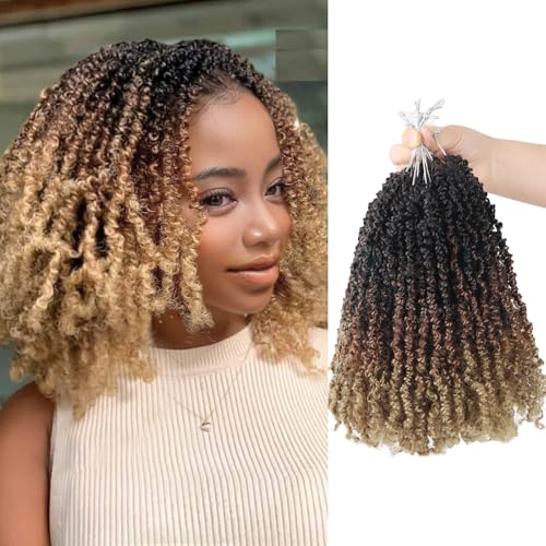 Yebo Yanky Twist Häkelhaar, 25,4 cm, 240 Strähnen, vorgeschlungene Mini-Federdrehungen, synthetische Zöpfe, Haarverlängerung für schwarze Frauen (1B/30/27) von YEBO