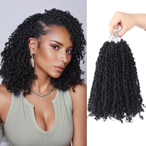 Yebo Yanky Twist Häkelhaar, 25,4 cm, 240 Strähnen, vorgeschlungene Mini-Spiralbindungen, schwarze synthetische Zöpfe, Haarverlängerung für schwarze Frauen (1B) von YEBO
