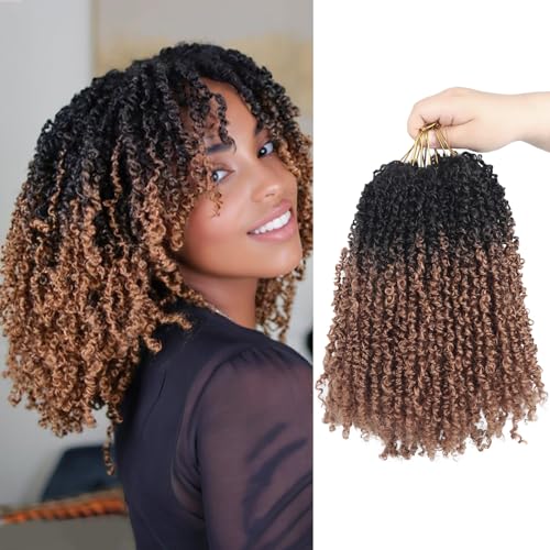 Yebo Yanky Twist Häkelhaar, 25,4 cm, 240 Strähnen, vorgeschlungene Mini-Spring-Twists, Ombré-Braun, synthetische Zöpfe, Haarverlängerung für schwarze Frauen (OT30) von YEBO