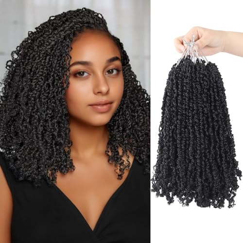 Yebo Yanky Twist Häkelhaar, 30,5 cm, 240 Strähnen, vorgeschlungene Mini-Spiralbindungen, schwarze synthetische Zöpfe, Haarverlängerung für schwarze Frauen (1B) von YEBO