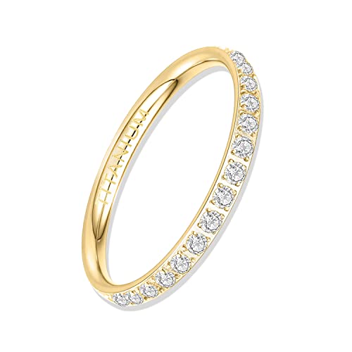 YEBOCIYO Eternity Ring Damen 2mm Ring Ewigkeitsringe Titan Verlobungsringe Eheringe Valentinstag Trauringe Memoirering Jubiläum Aussage Stapelring für Herren Mit Voller Zirkonia 6 von YEBOCIYO