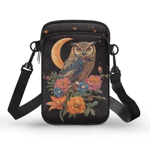 YECARYPOD Kleine Crossbody-Tasche für Damen, Mini-Umhängetasche, Handy-Umhängetasche, Mini-Geldbörse, über Schultergurt, Moon Owl, Einheitsgröße YECARYPOD Kleine Crossbody-Tasche für Damen, Mini-Umhängetasche, Handy-Umhängetasche, Mini-Geldbörse, über Schultergurt, Moon Owl, Einheitsgröße von YECARYPOD