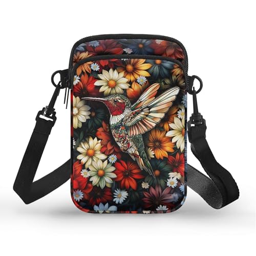 YECARYPOD Kleine Umhängetasche für Damen, Handytasche, Geldbörse, niedliche Umhängetasche, Vintage Flower Kolibri, Einheitsgröße YECARYPOD Kleine Umhängetasche für Damen, Handytasche, Geldbörse, niedliche Umhängetasche, Vintage Flower Kolibri, Einheitsgröße von YECARYPOD