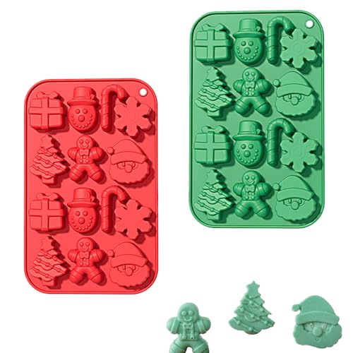 2 Stück Weihnachten Silikon Schokoladenformen – Lebensmittelechte Antihaft Backformen für Pralinen, Süßigkeiten, Kuchen & Seifen – hitzebeständig, flexibel, leicht zu reinigen – rot – ca.20× von YEDOUALE