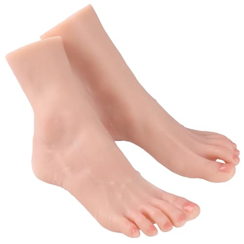 YEEFAIRY Silikon Fußmodell Realistisch Künstlich Mannequin für Schuhanzeige Socken Fußkette Schmuck Hausschuhe Display Fußfetisch Kunstsammlung (1 Paar Weibliche Größe 36EU Füße, Hell) von YEEFAIRY