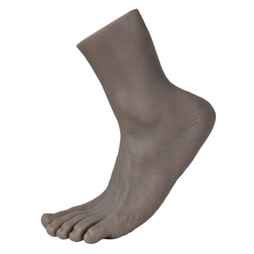 YEEFAIRY Silikon Fußmodell Realistisch Künstlich Mannequin für Schuhanzeige Socken Fußkette Schmuck Hausschuhe Display Fußfetisch Kunstsammlung (Männliche Größe 40EU Linker Fuß, Dunkelschwarz) von YEEFAIRY