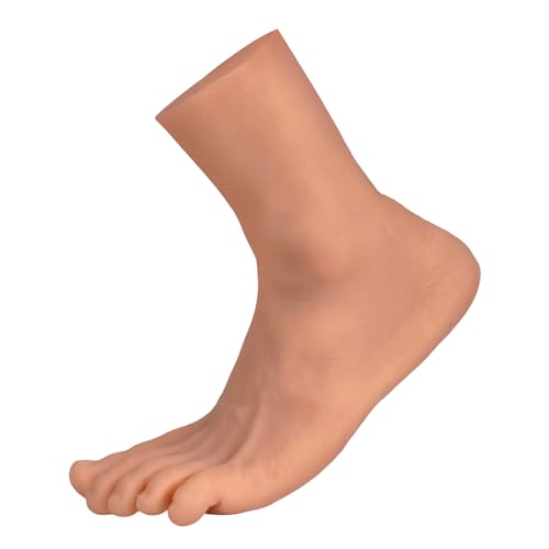 YEEFAIRY Silikon Fußmodell Realistisch Künstlich Mannequin für Schuhanzeige Socken Fußkette Schmuck Hausschuhe Display Fußfetisch Kunstsammlung (Männliche Größe 40EU Linker Fuß, Bräune) von YEEFAIRY
