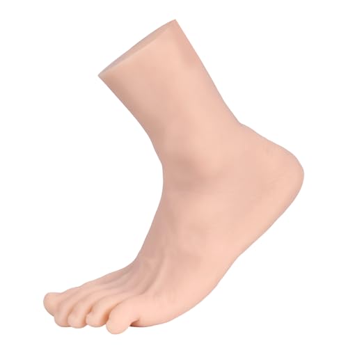 YEEFAIRY Silikon Fußmodell Realistisch Künstlich Mannequin für Schuhanzeige Socken Fußkette Schmuck Hausschuhe Display Fußfetisch Kunstsammlung (Männliche Größe 40EU Linker Fuß, Hell) von YEEFAIRY