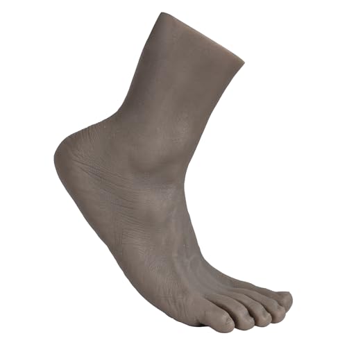 YEEFAIRY Silikon Fußmodell Realistisch Künstlich Mannequin für Schuhanzeige Socken Fußkette Schmuck Hausschuhe Display Fußfetisch Kunstsammlung (Männliche Größe 40EU Rechter Fuß, Dunkelschwarz) von YEEFAIRY