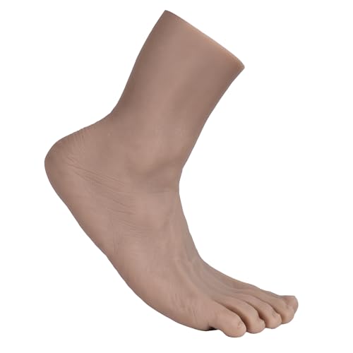 YEEFAIRY Silikon Fußmodell Realistisch Künstlich Mannequin für Schuhanzeige Socken Fußkette Schmuck Hausschuhe Display Fußfetisch Kunstsammlung (Männliche Größe 40EU Rechter Fuß, Hellschwarz) von YEEFAIRY