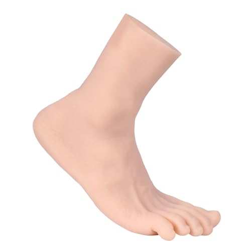 YEEFAIRY Silikon Fußmodell Realistisch Künstlich Mannequin für Schuhanzeige Socken Fußkette Schmuck Hausschuhe Display Fußfetisch Kunstsammlung (Männliche Größe 40EU Rechter Fuß, Hell) von YEEFAIRY