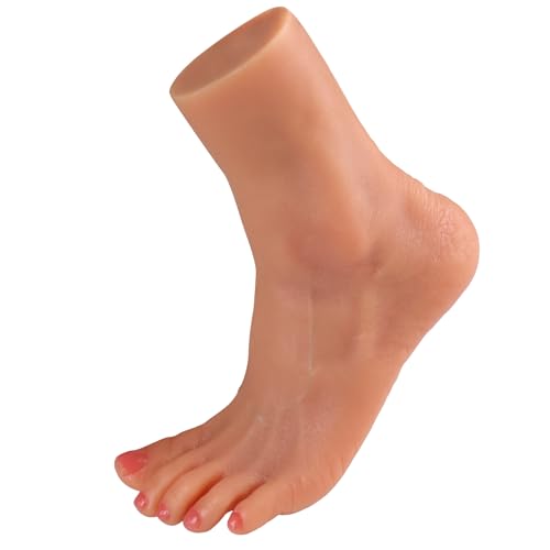 YEEFAIRY Silikon Fußmodell Realistisch Künstlich Mannequin für Schuhanzeige Socken Fußkette Schmuck Hausschuhe Display Fußfetisch Kunstsammlung (Weibliche Größe 36EU Linker Fuß, Bräune) von YEEFAIRY