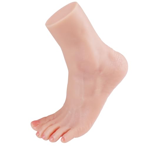 YEEFAIRY Silikon Fußmodell Realistisch Künstlich Mannequin für Schuhanzeige Socken Fußkette Schmuck Hausschuhe Display Fußfetisch Kunstsammlung (Weibliche Größe 36EU Linker Fuß, Hell) von YEEFAIRY
