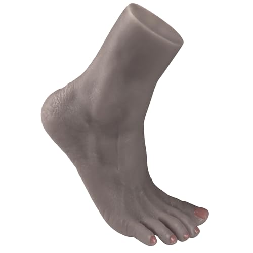 YEEFAIRY Silikon Fußmodell Realistisch Künstlich Mannequin für Schuhanzeige Socken Fußkette Schmuck Hausschuhe Display Fußfetisch Kunstsammlung (Weibliche Größe 36EU Rechter Fuß, Dunkelschwarz) von YEEFAIRY