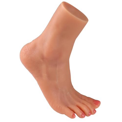 YEEFAIRY Silikon Fußmodell Realistisch Künstlich Mannequin für Schuhanzeige Socken Fußkette Schmuck Hausschuhe Display Fußfetisch Kunstsammlung (Weibliche Größe 36EU Rechter Fuß, Bräune) von YEEFAIRY