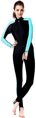 YEESAM Modest Swimwear - Taucheranzug Damen Herren Mädchen UV Schutzkleidung Sunsuit Ganzkörperansicht Badeanzug Overall Watersport (Blau, Int'l - S) von YEESAM