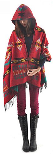YEESAM Poncho Damen, Neu mit Kapuze Schal - Frauen Winter Mit Kapuze Poncho Cape Mantel Warm Schal Mantel von YEESAM